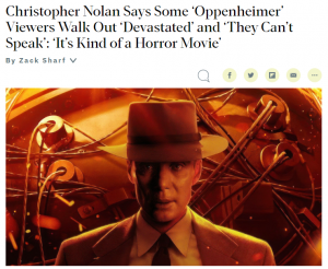 Christopher Nolan calls Oppenheimer a horror movie.